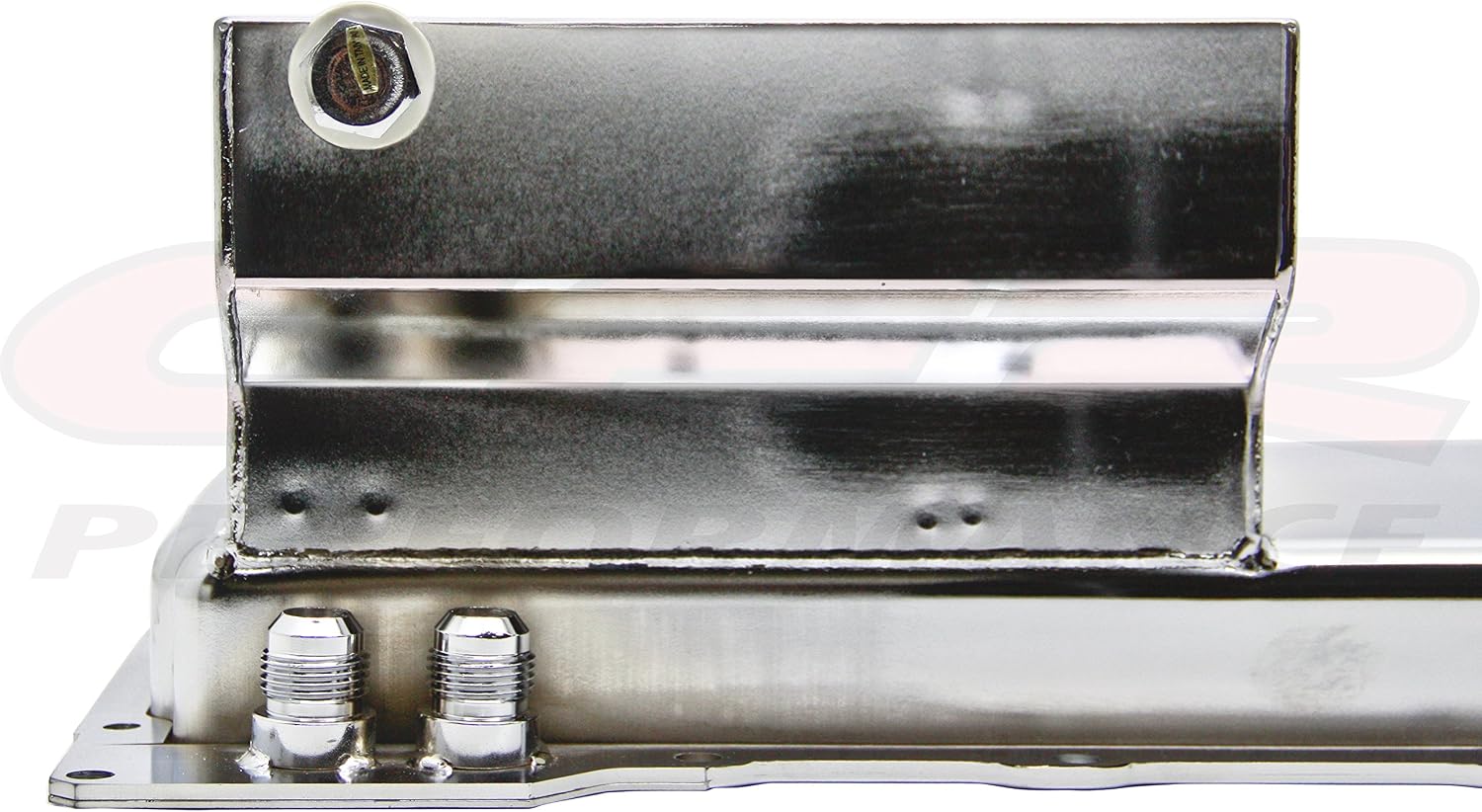 STEEL Compatible/Replacement for CHEVY GM LS ENGINES OIL PAN 7 QT AN -10 FITTING - CHROME