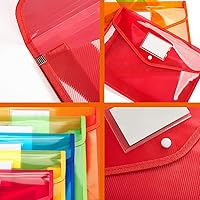 Vista 4 de Plastic File Folder Poly Envelope Expanding File Wallet Document Folder with Snap Button Closure, Legal Size, 5 Pack Large Waterproof Accordion File