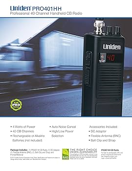 入手困難　Uniden PRO401HH ハンドヘルド感度抜群CB無線 PRO401HH-