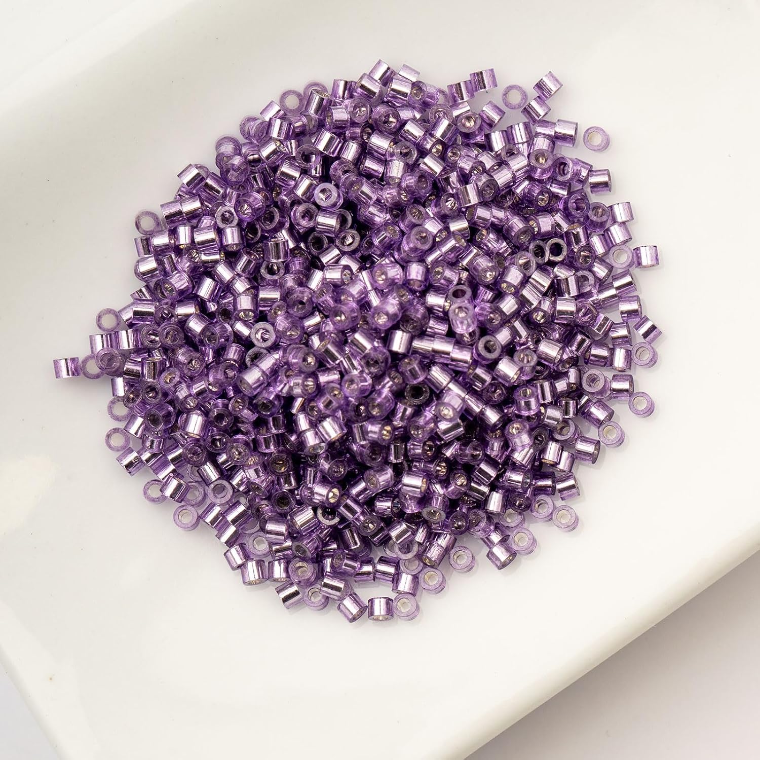 John Bead 25g Cylin Beads Purple Silver Lined 11/0 Glass Cylindrical Seed Beads for Jewelry Bracelets Necklaces Earrings Making Embroidery