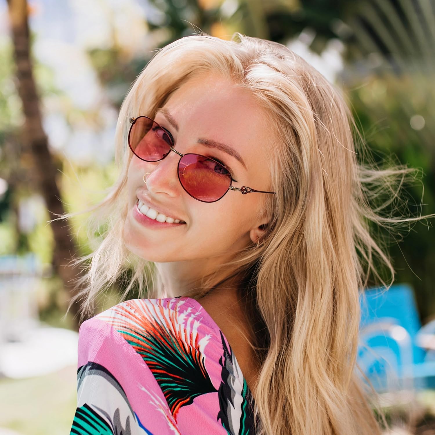 FEISEDY Oval Rhinestone Sunglasses Women Retro Metal Photochromic Sunglasses Classic Vintage UV400 Protection B1119 - Image 7