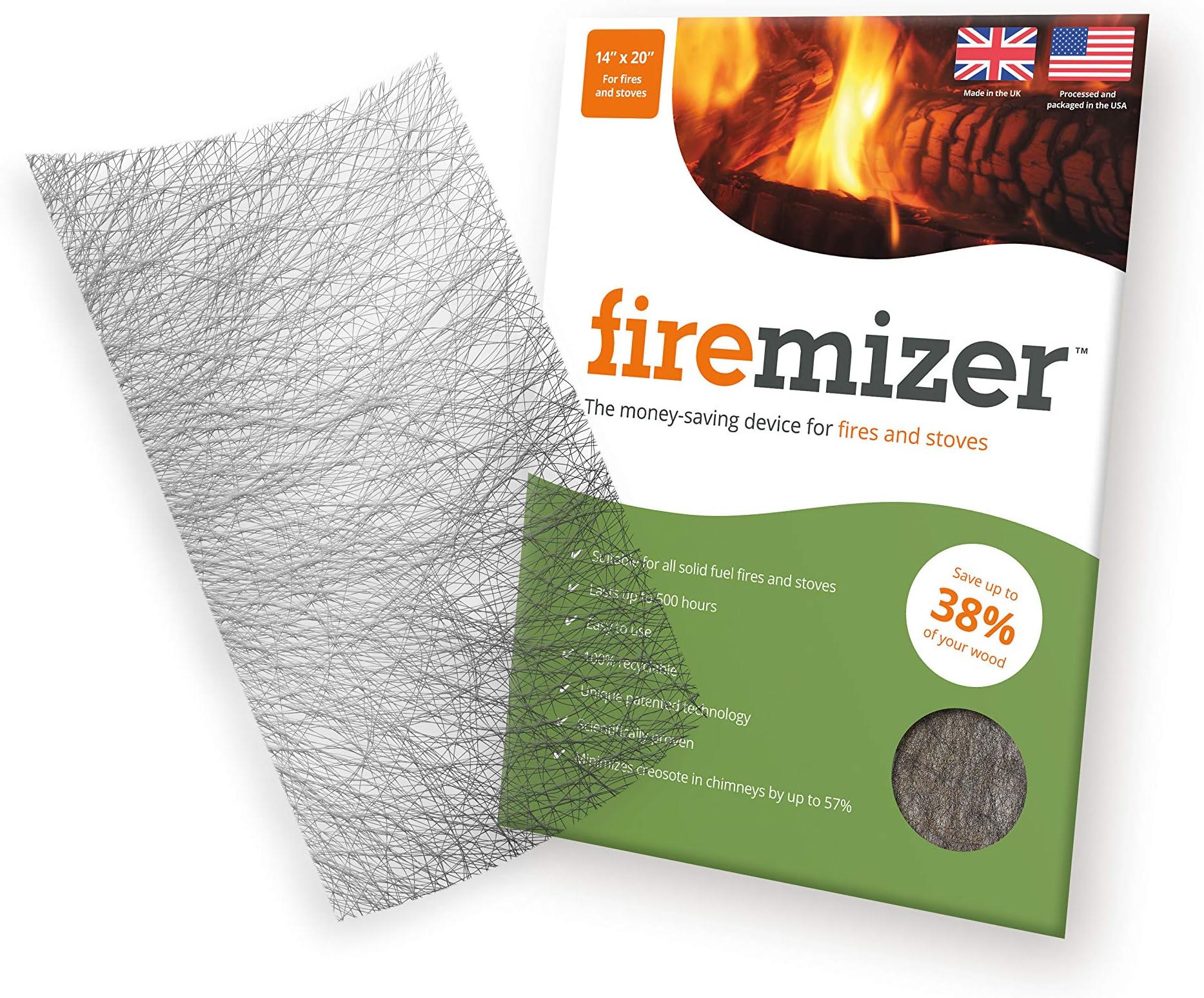 Firewood Saving Fireplace and Wood Stove Device, Minimizes Creosote, Maximizes Heat Conduction