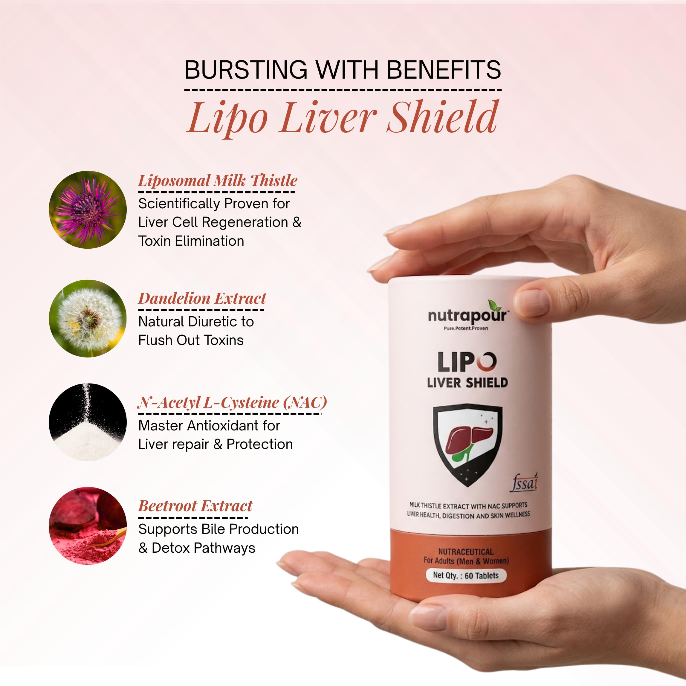 Lipo Liver Shield | India's First Liposomal Silymarin (milk thistle) with N-Acetyl L-Cysteine (NAC) Supports Liver Detox, Antioxidant Defense, Energy, Digestion & Cellular Health, Plant-Based | 60 Tablets — Amazon image 4
