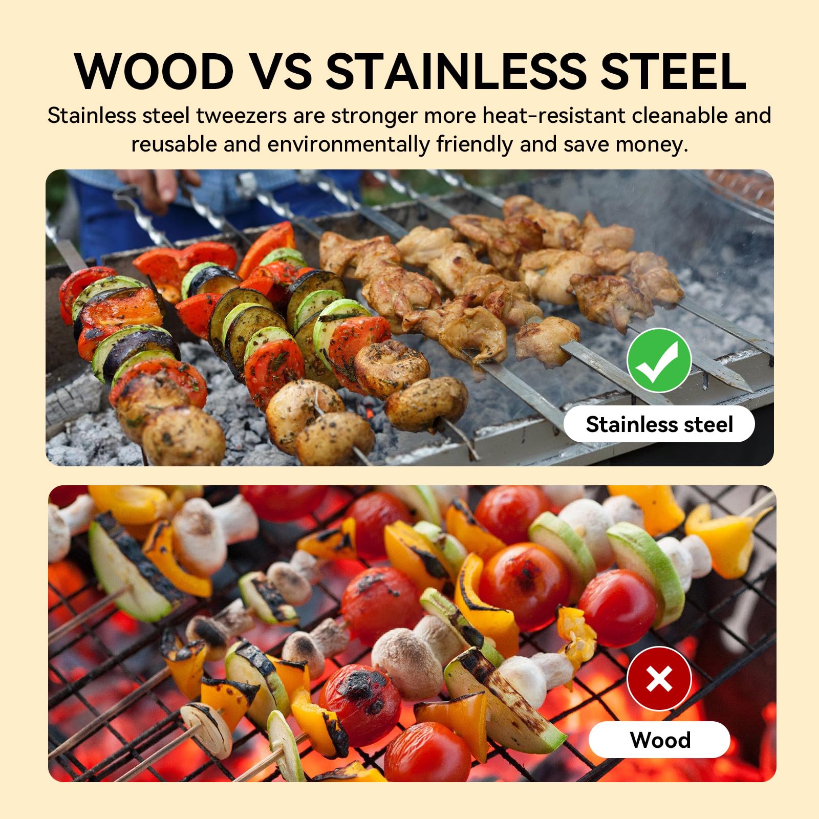 20 pcs Brochettes Barbecue, Brochettes à Viande Acier Inoxydable, BBQ Brochettes, Brochettes Métal Plat Brochettes,Légumes Pics à Brochettes, Pic a Brochette Inox, Kebab pour Brochettes Viande