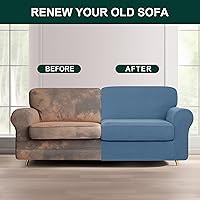 Vista 333 de CHUN YI - Funda elástica para sofá (7 piezas), funda para sofá de 3 plazas con tres respaldos y cojines separados con banda elástica, tela jacquard