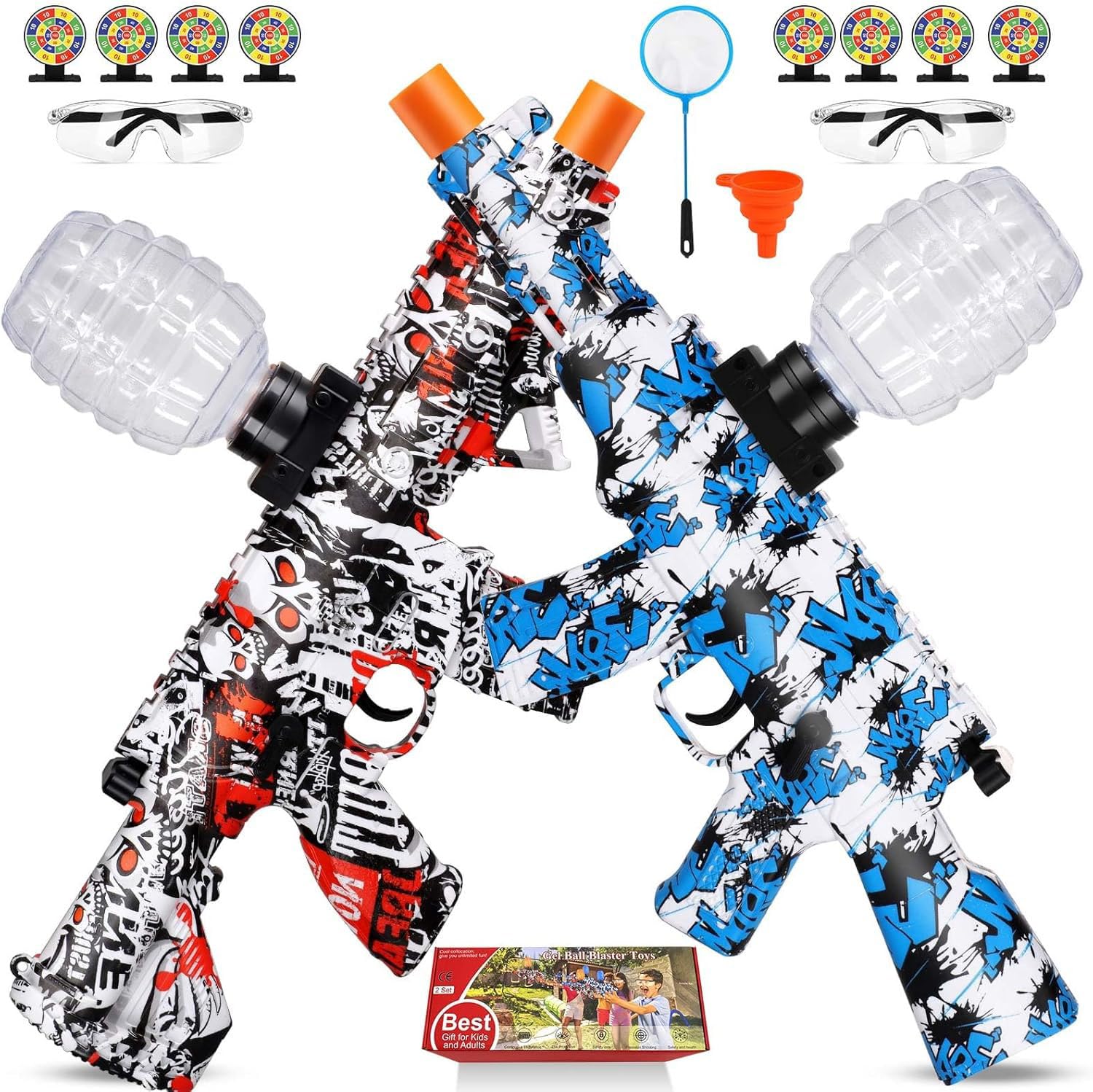 2 set gel ball blaster toys, dual model gel blaster toys for outdoor activities team game, Christmas, Halloween, New Year, birthday.