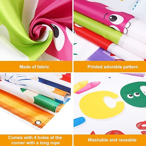 Miniatura 3 de Cartel de bienvenida a la escuela para el primer día de escuela, cartel de bienvenida de tela grande, cartel de bienvenida, tablón de anuncios,