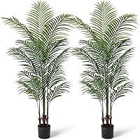 CROSOFMI 5.5Ft Artificial Palm Tree 2pcs - Realistic Faux Dypsis Lutescens Fake Plants, Adjustable Branches, No Maintenance Tropical Indoor Decor for Home Office
