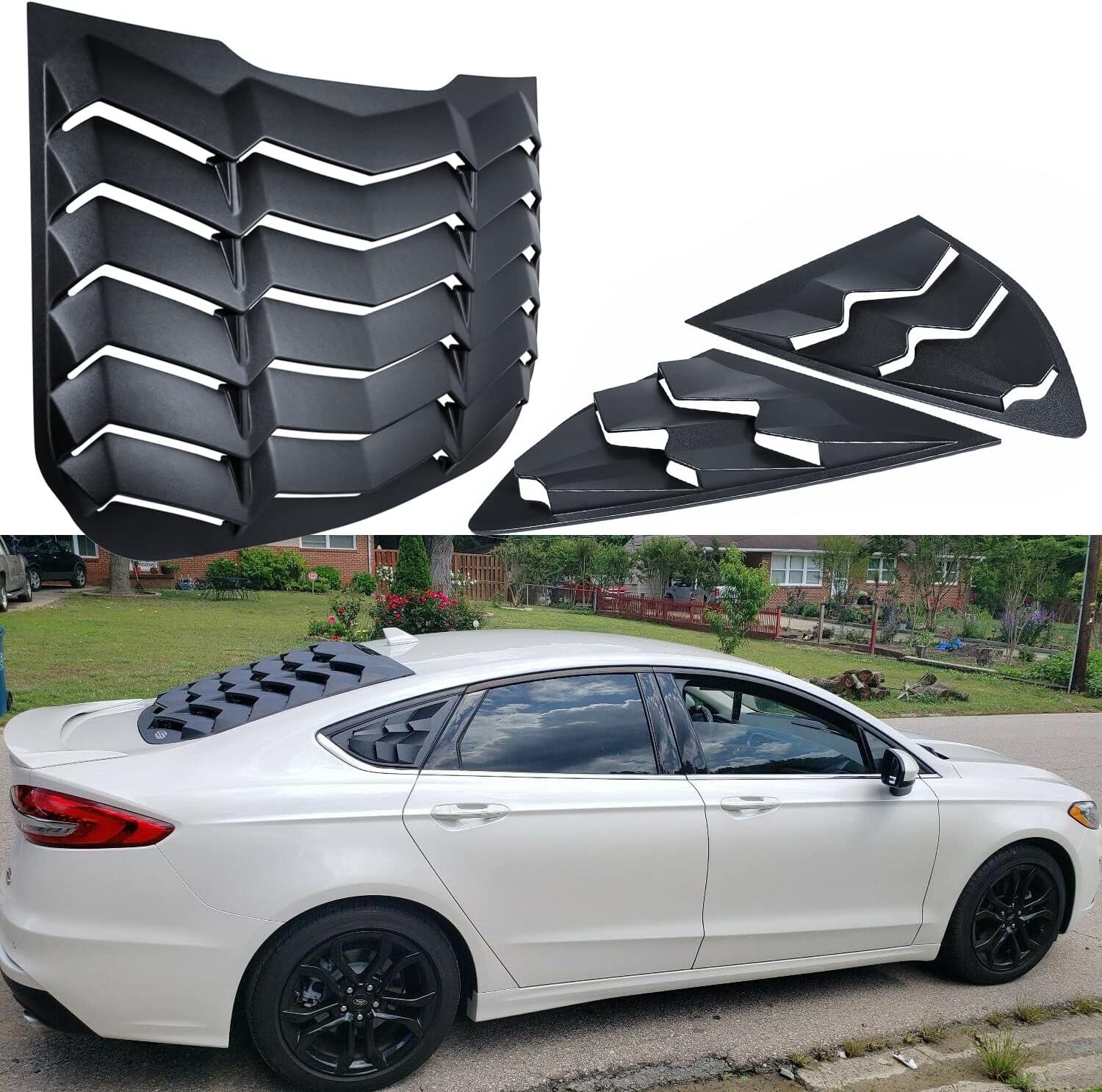 Rear and Side Window Louvers Cover Sun Shade Vent ABS Fit for Ford Fusion 2013 2014 2015 2016 2017 2018 2019 2020 in GT Lambo Style