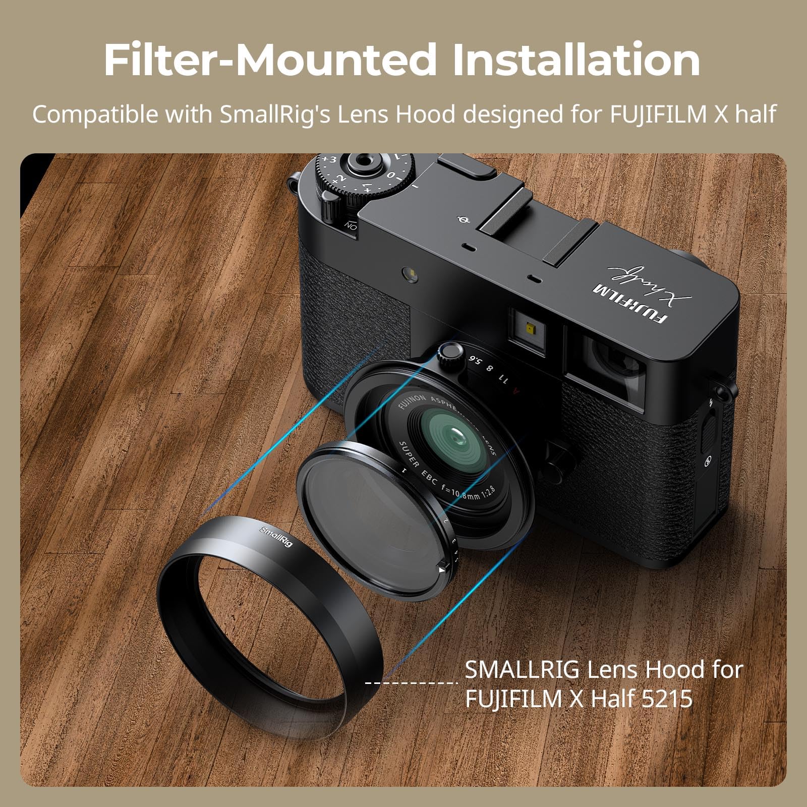 SMALLRIG Filtro VND magnetico ND2 - ND32 per FUJIFILM X Half, regolazione continua di precisione da 1 a 5 stop, vetro ottico, rivestimento multistrato impermeabile e antigraffio, anti-riflesso 5225
