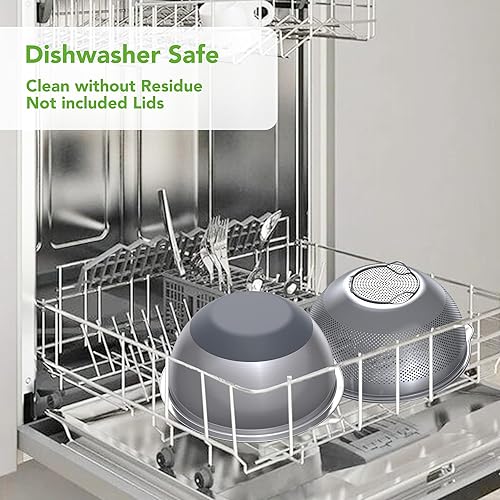 Miniatura 8 de Colador y colador de acero inoxidable 304, gran capacidad de 5 cuartos de galón y tazón de mezcla de 6 cuartos de galón, microporos para lavar