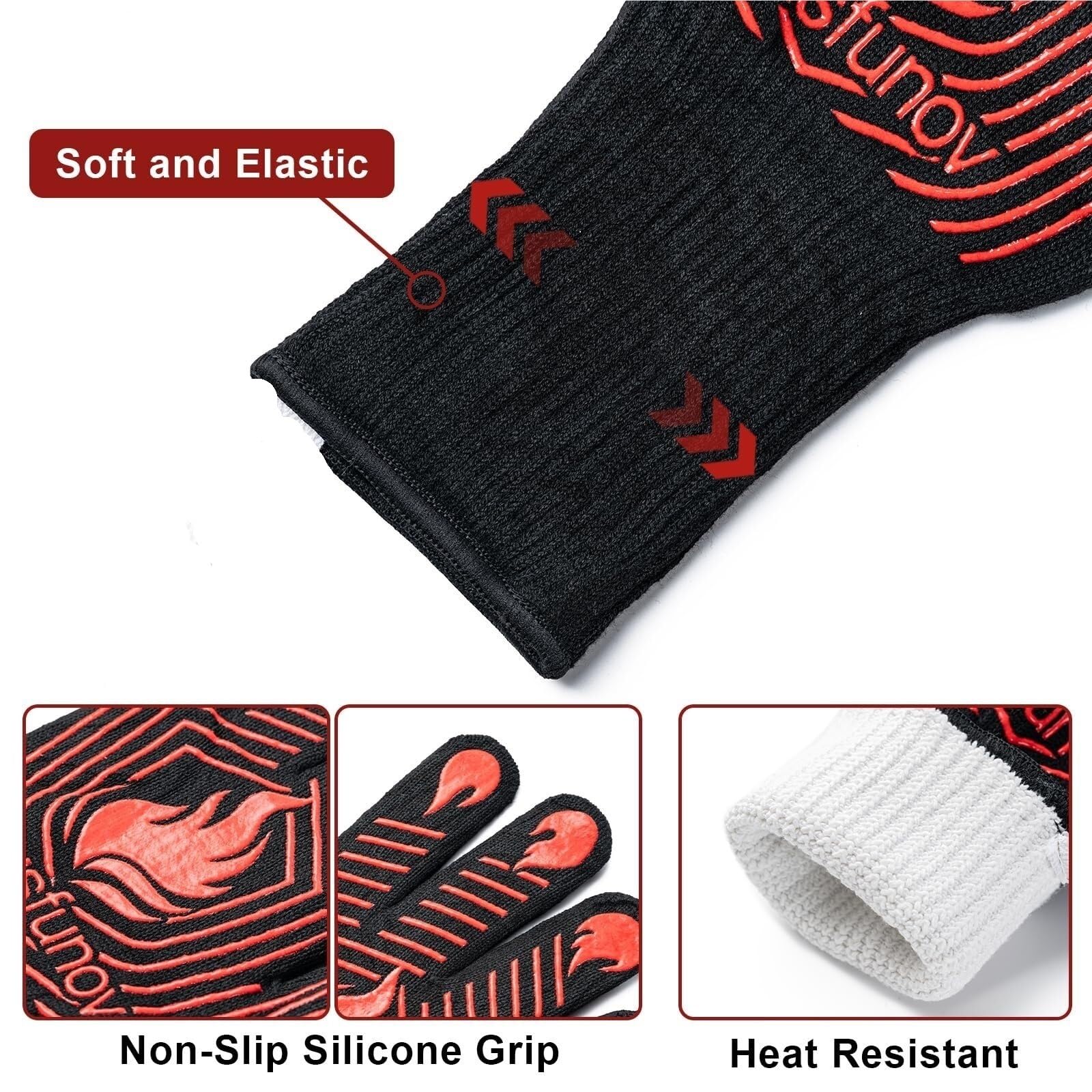 Gants de cuisine résistants à la chaleur et antidérapants pour grillades (rosso)