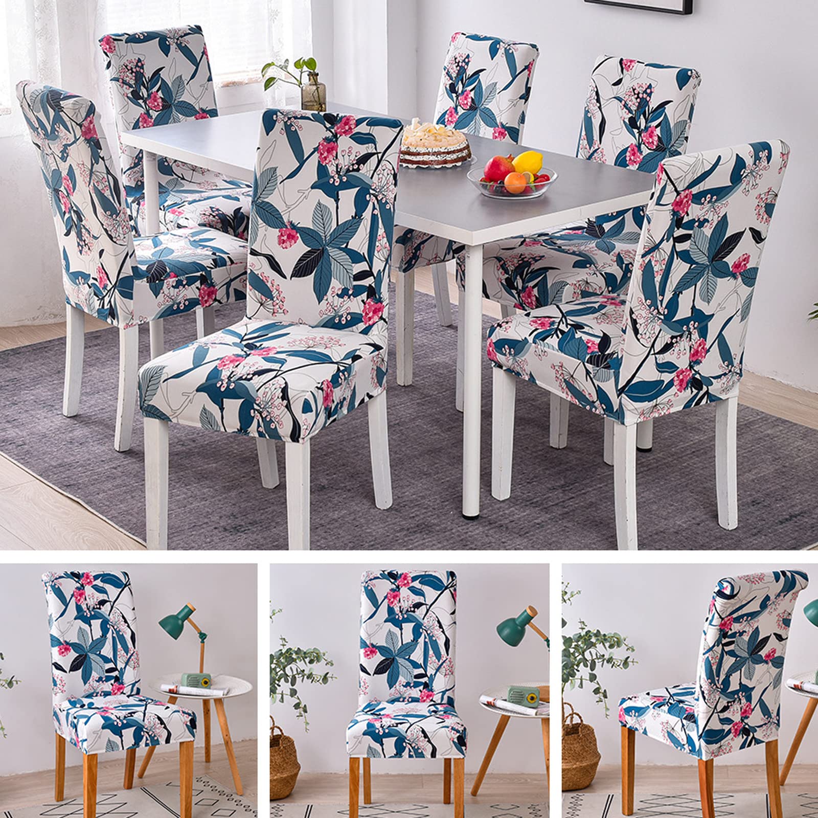 JMYDecor Coprisedie con Schienale, 4 Pezzi Coprisedia Elastico per Coprisedie Sala da Pranzo Rivestimento Sfoderabile, Fodere Sedie con Schienale Copertura Protettiva per sedie