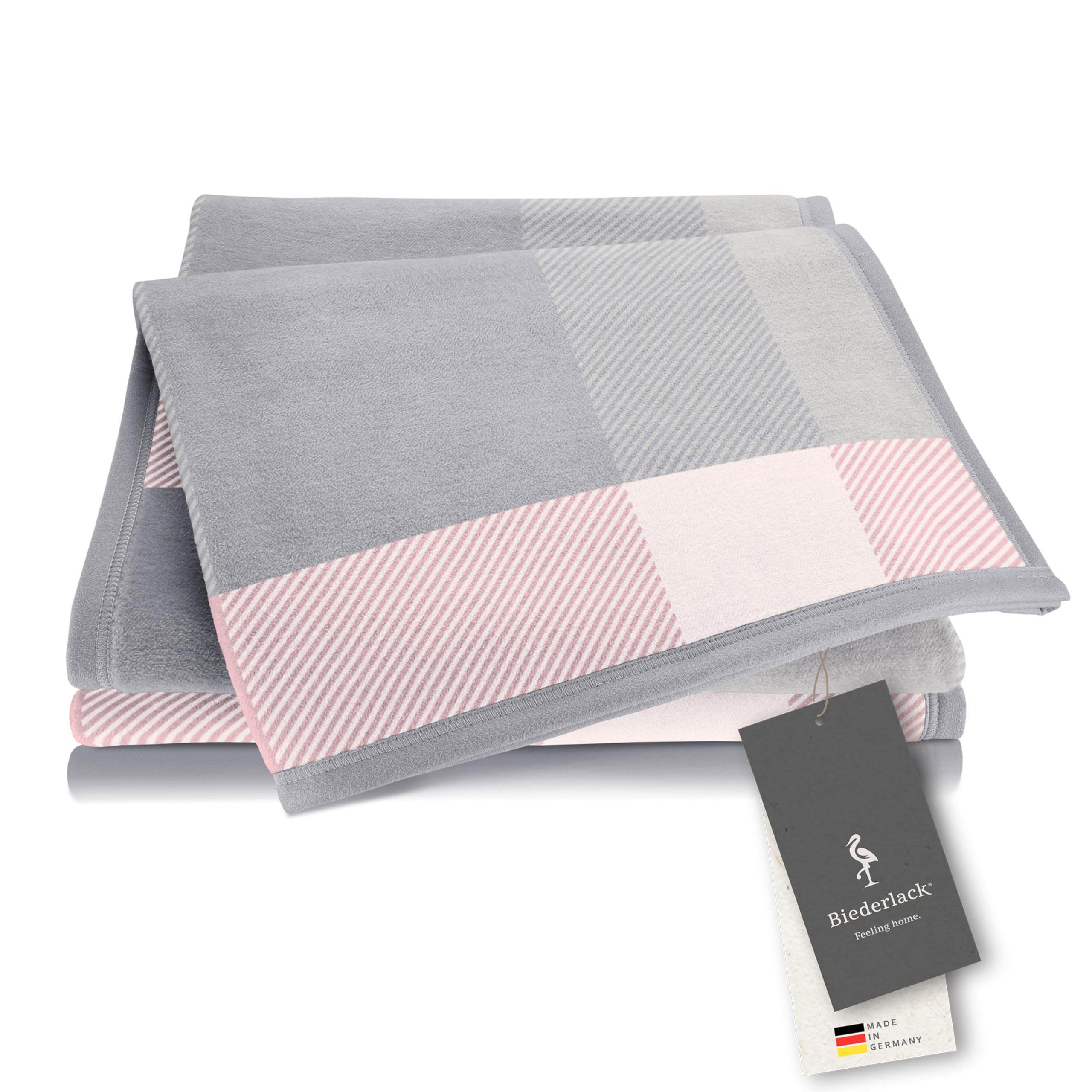 biederlack® weiche Kuscheldecke Check Rosé, Sofa-Decke in 150x200 cm