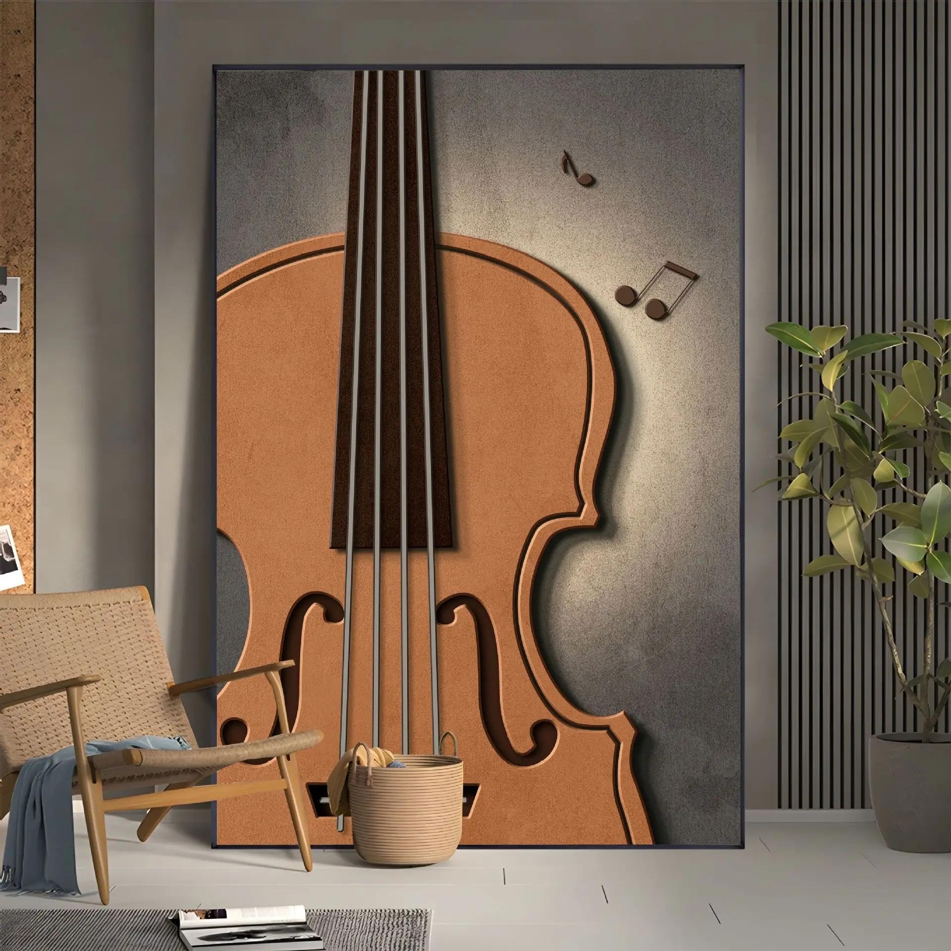 Lienzo decorativo de guitarra y violín para pared, instrumento musical, pintura decorativa para música, aula, decoración de pared, pósteres e impresiones, 60 x 90 cm, sin marco
