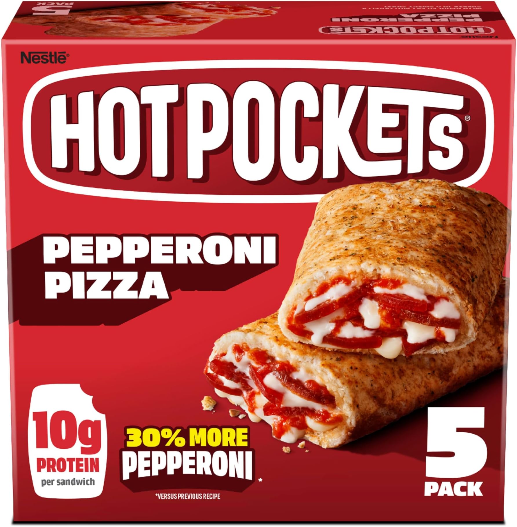 HOT POCKETS Pepperoni Pizza Frozen Sandwiches 5 ct. Box | Frozen Food With Mozzarella Cheese
