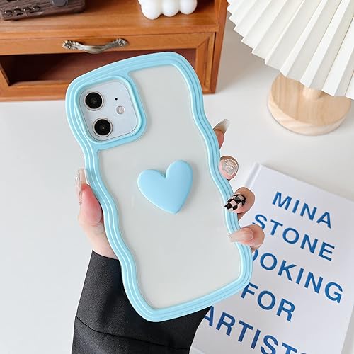 Miniatura 4 de Qokey Funda para iPhone 11 de 6.1 pulgadas 2019, bonita funda transparente 3D con diseño de corazón ondulado, protección completa para iPhone 11
