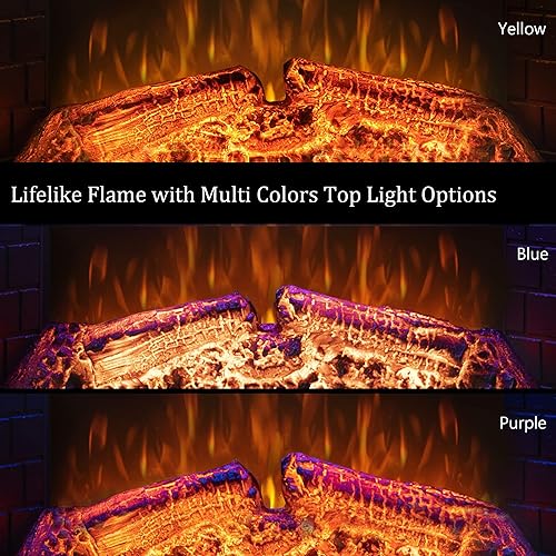Miniatura 5 de Benrocks Insertos de chimenea eléctrica de 43 pulgadas, calentador eléctrico de pared empotrado y construido con sonido crepitante de fuego, luz