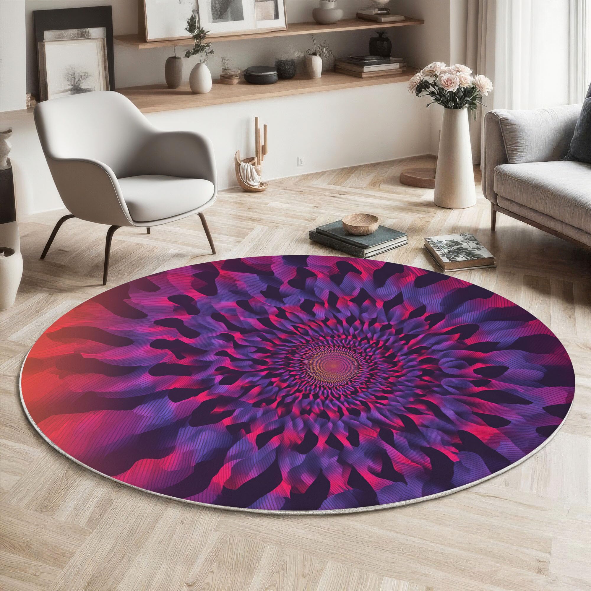 Tapis rond lavable moquette 3D antidérapante pour chambre enfants 160cm