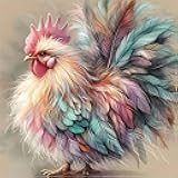 Colorful Rooster Paint by Numbers Kit for Adults Beginner,Cock Oil Painting Kit Adult Paint by Number Kits on Canvas,DIY Chicken Painting for Beginners Art by Numbers Home Wall Decor 15.8x15.8 Inch