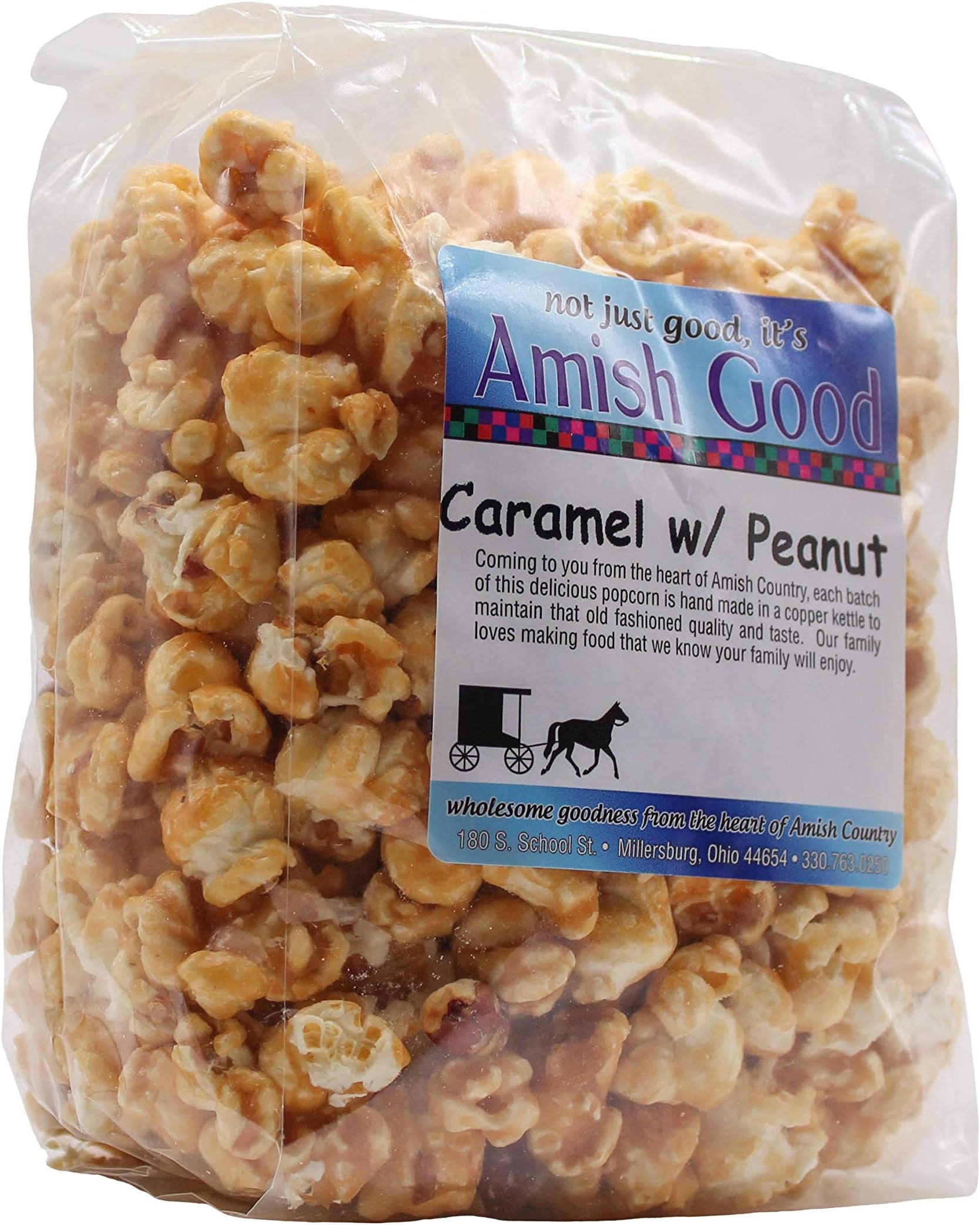 Amish Good Premium Caramel Popcorn with Peanuts * Real Butter and Coconut Oil in 12 oz Bag