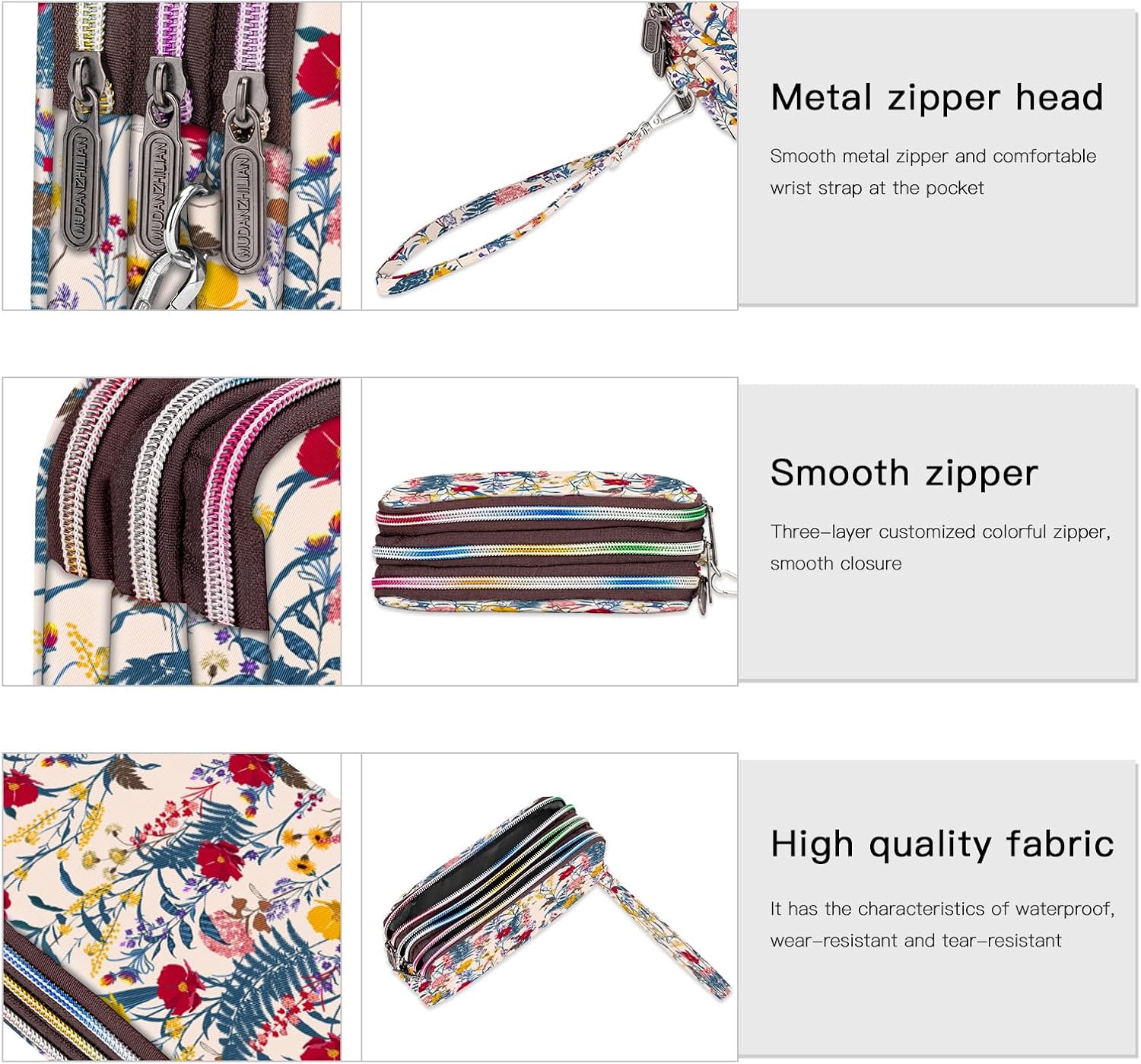 BIAOTIE Large Capacity Wristlet Wallet - Women Printed Nylon Waterproof Handbag Clutch Purse