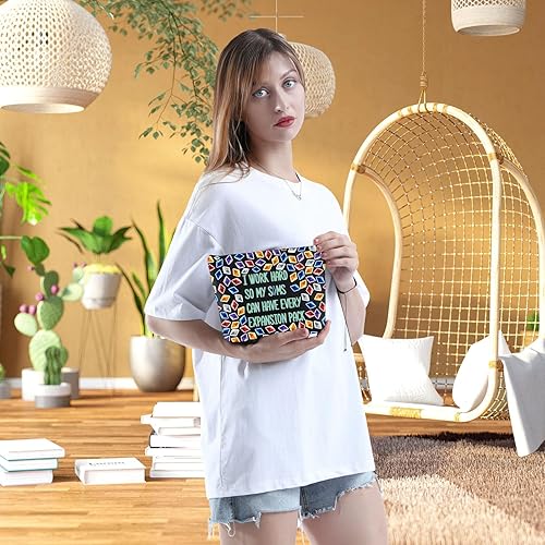 Miniatura 5 de WCGXKO Bolso divertido del maquillaje del juego de la mercancía del juego del regalo del videojuego para el jugador, TRABAJO DURO, Cremallera