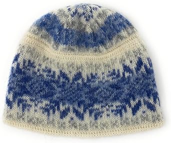 Winter Icelandic Wool Beanie Cap for Women 2 Ply Knitted, Denim, Dirty Denim, Light Grey, White, One Size