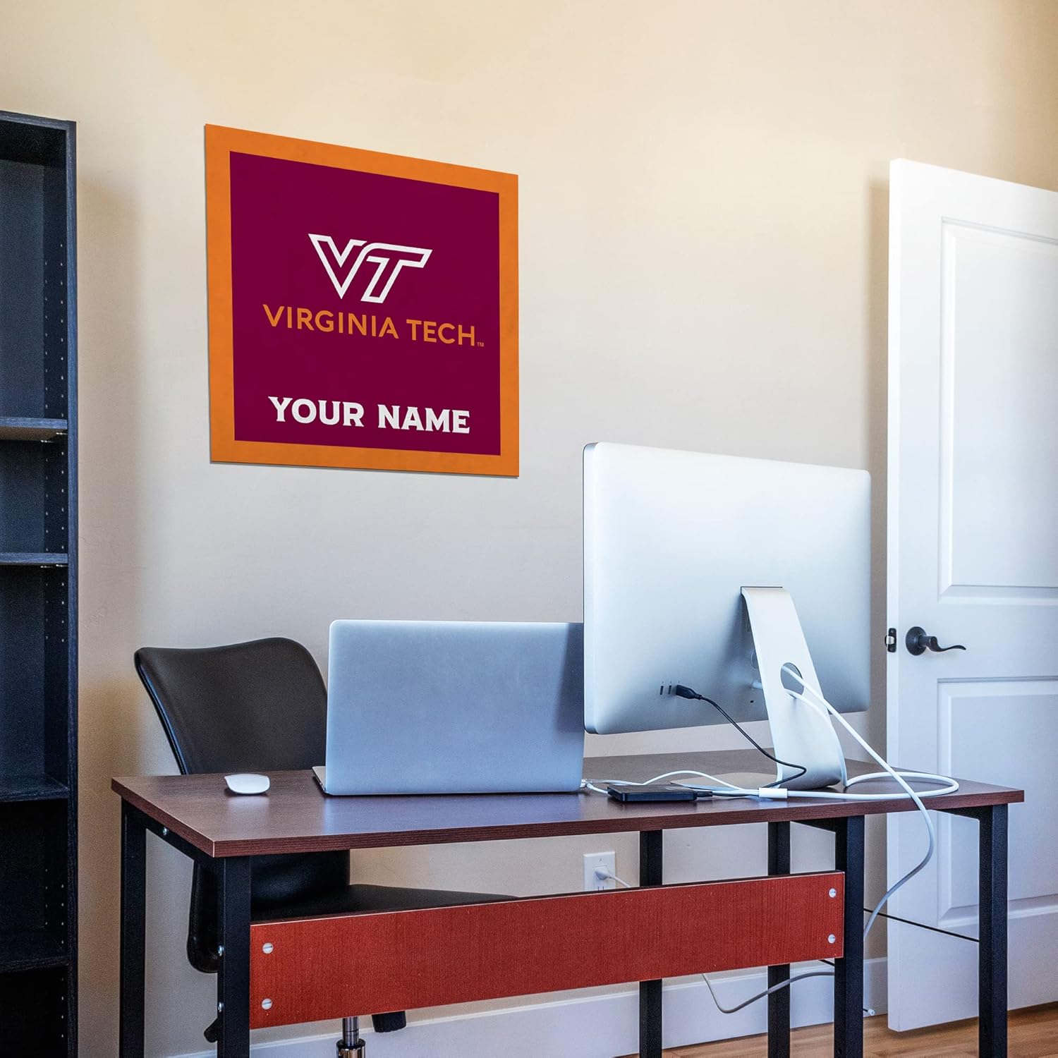 Rico Industries NCAA Virginia Tech Hokies Personalized 23" Felt Wall Banner - Sports Decor for Man Cave, Game Room, Office & Bedroom - Long-Lasting, Customizable Wall Decorations - Made in The USA