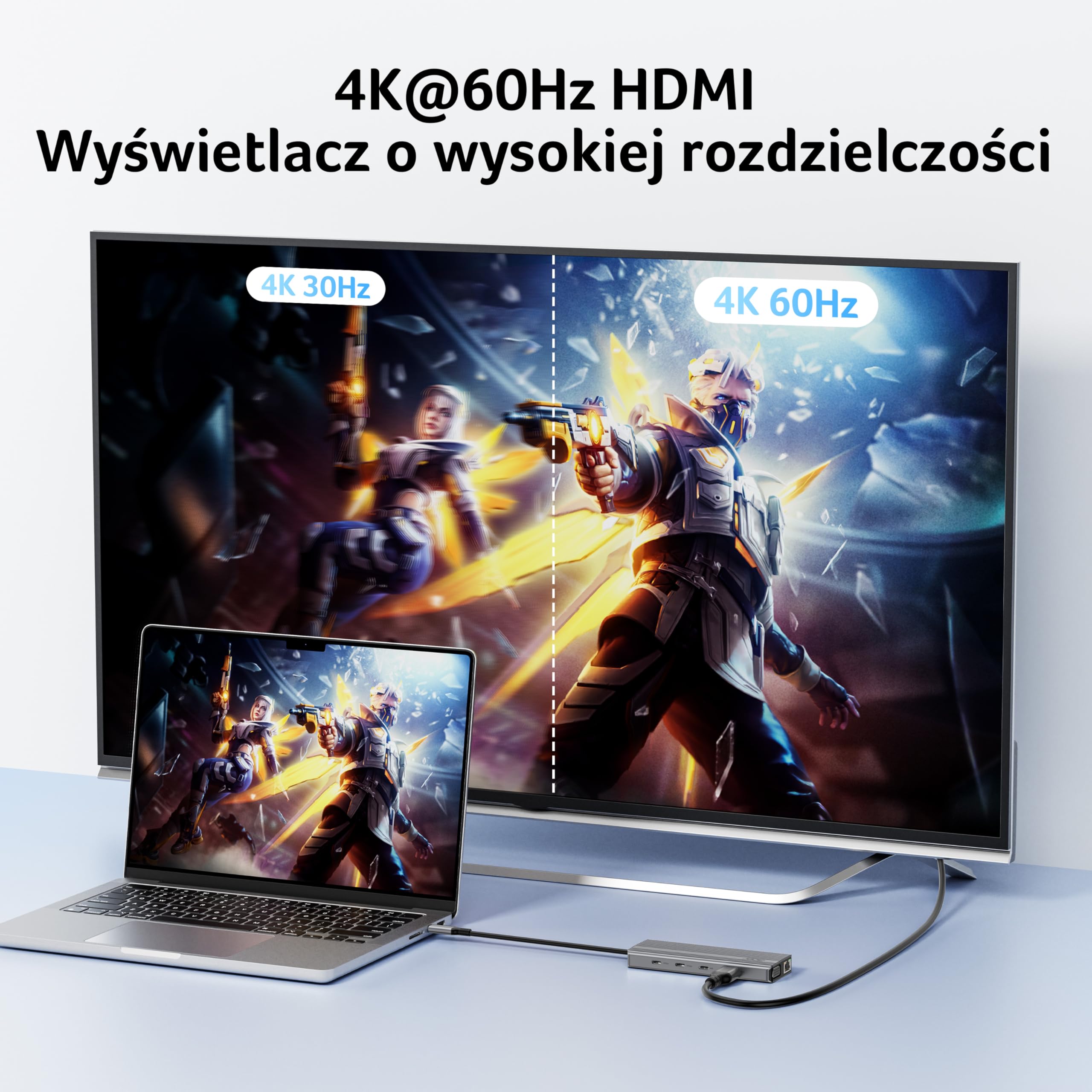 Acer Stacja dokująca USB C 11 w 1 z HDMI 4K@60Hz, 2x10Gbps, Ethernet 1Gbps | HUB USB C z 2×USB C 3.2 i 2×5Gbps USB-A, PD 100W, VGA 1080P, Adapter SD/TF Multiport do Komputera PC i Laptopa (20cm)