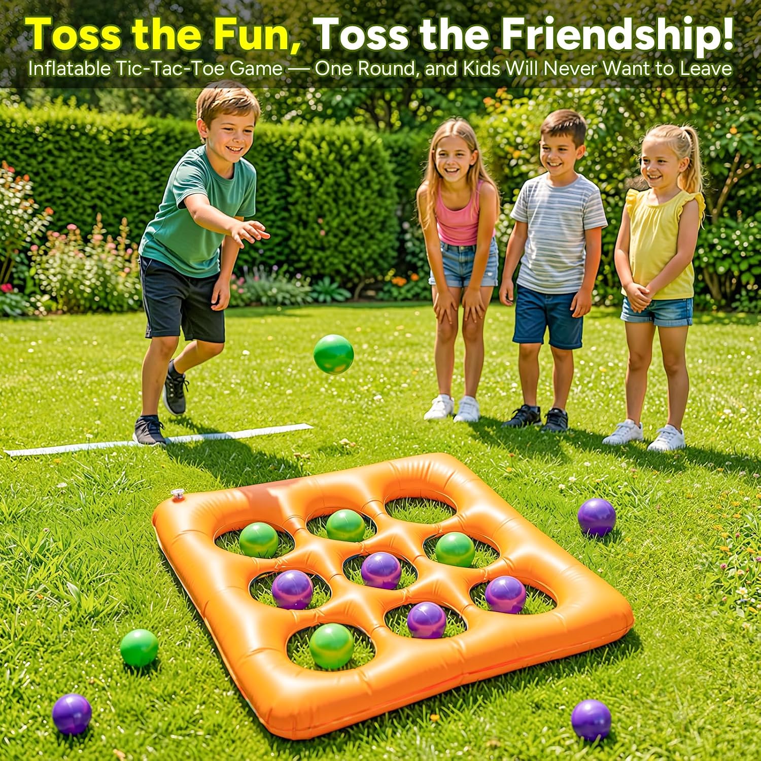 Pool Toys Games Set,Pool Tic Tac Toe Game Inflatable Toys - for 14 Years and Older Adults Teens 2-10 Players - with 10 Balls