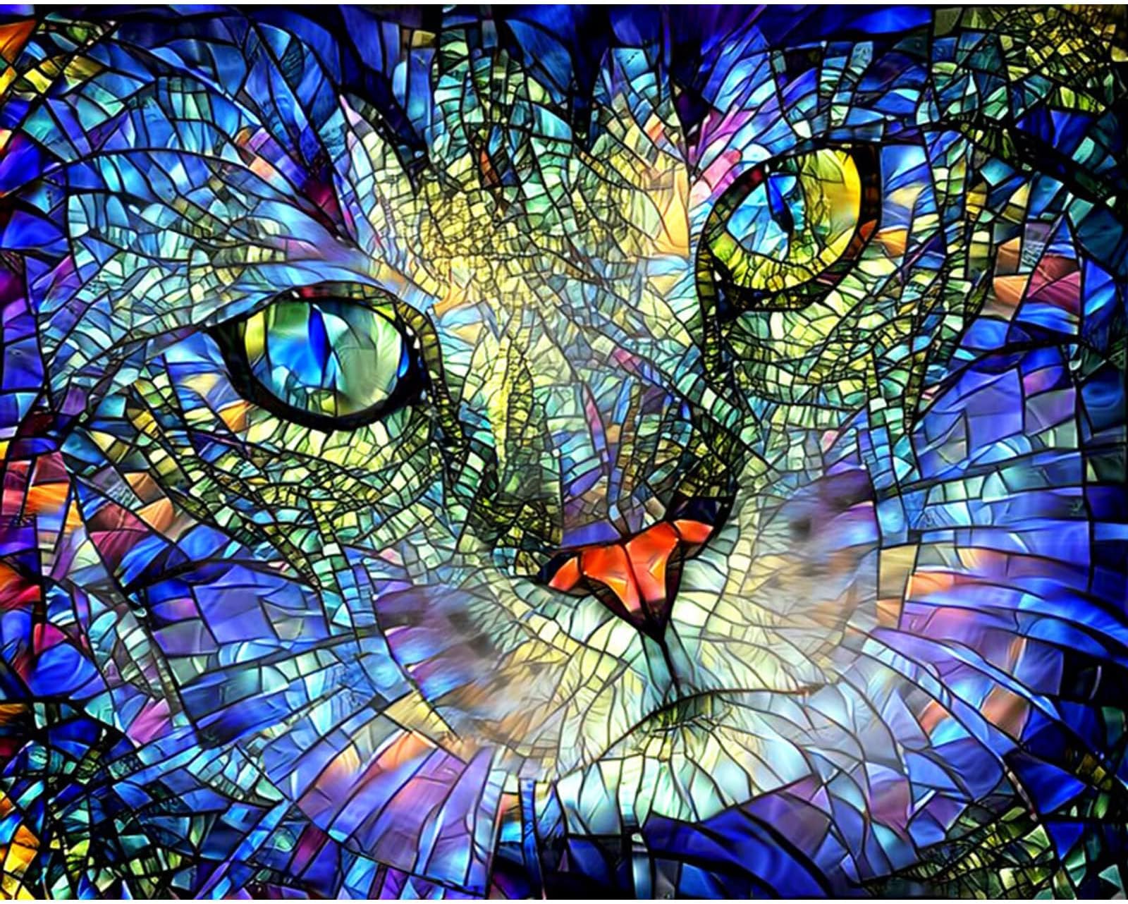 AIRDEA 5D Cat Diamond Painting Kits for Adults Kids, DIY Cat Diamond Painting Kits, Round Full Drill Animal Diamond Art Kits Mosaic Gem Art Painting Abstract Arts Home Wall Decor 11.8x15.7 inch
