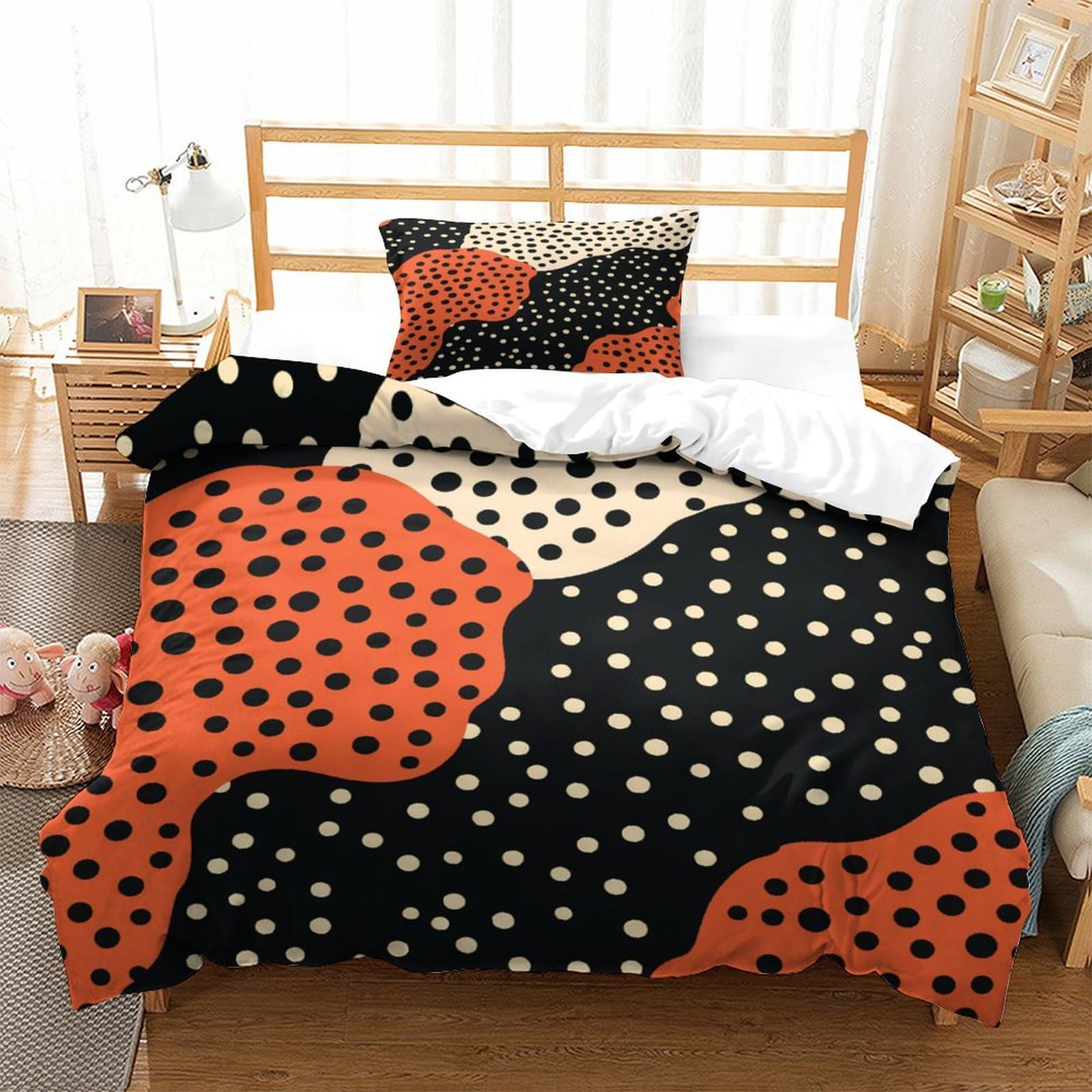 P1S9U7W5Y 3D Printed Modern Polka Dot 3pcs Microfiber Duvet Cover Set Abstract Bedding Set Single