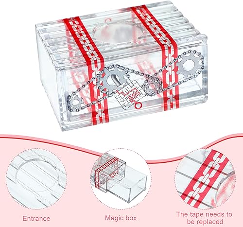 Miniatura 2 de Sumind Caja transparente de 4 piezas con texto en inglés «Can You Unlock» Treasure Brainteaser Puzzle Truco, caja secreta para dinero en efectivo,