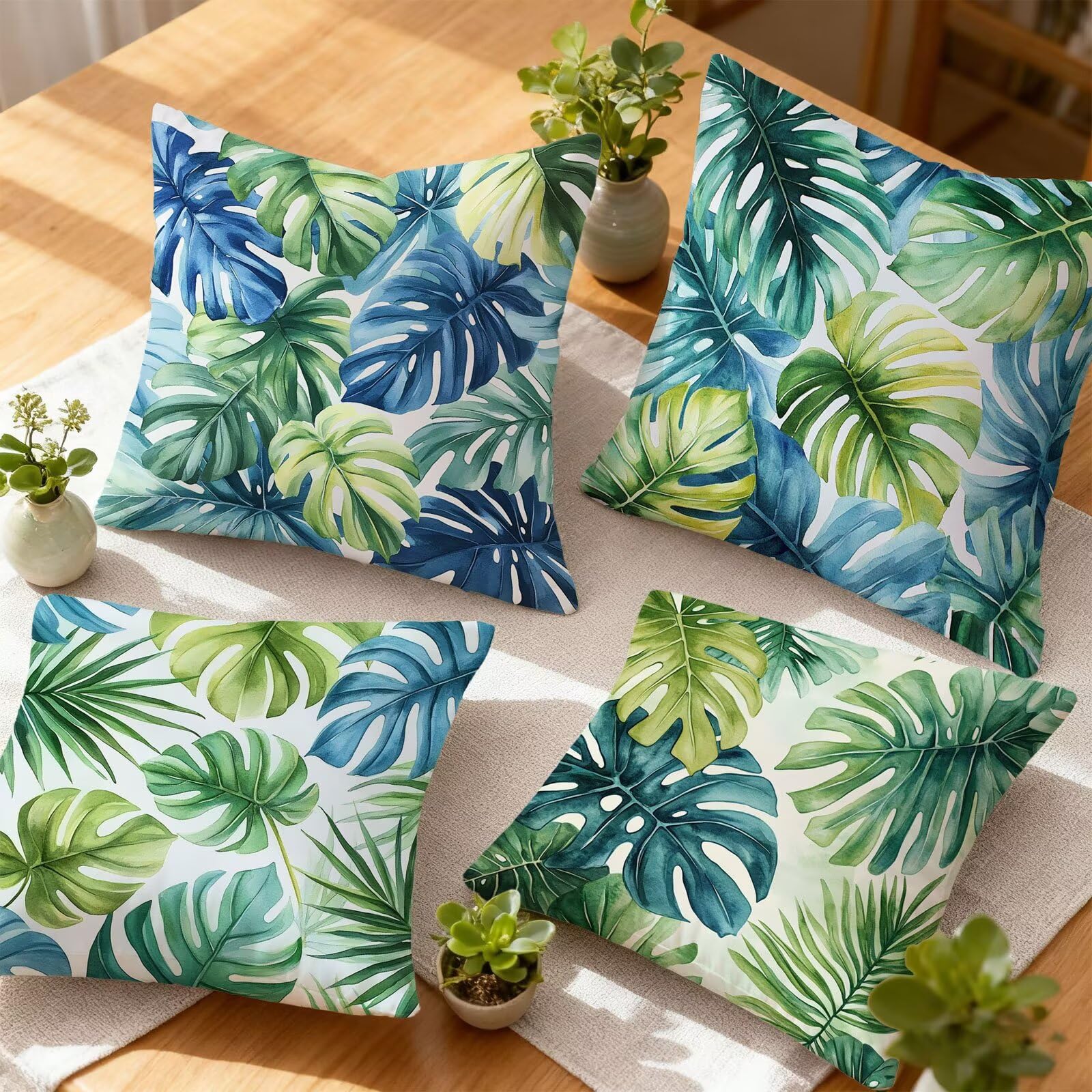 Verde Federe Cuscini Divan 60x60 Blu Federe Cuscino Letto Super Morbido Copricuscino Letto Set di 4 Cuscini Divano Decorazioni Autunnali Copricuscini Arredamento Casa, Sedia Soggiorno Giardino E - 365
