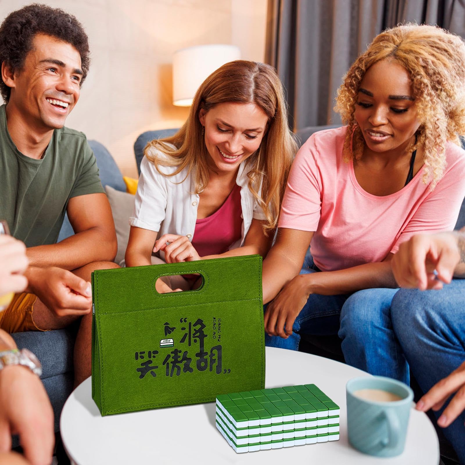 Générique Mahjong Tile, zestaw do gier stołowych, kompaktowy rozmiar płytek | Kompletny pakiet akcesoriów z kośćmi i linijką, świetny na spotkania rodzinne, zabawę i weekendową rozrywkę
