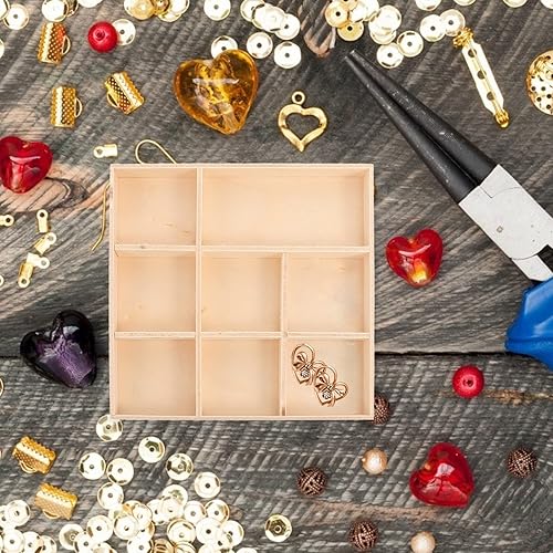 Miniatura 8 de EXCEART 2 bandejas de madera para compartimentos de manualidades, cajas de madera divididas para suculentas, macetas, cajas de almacenamiento de