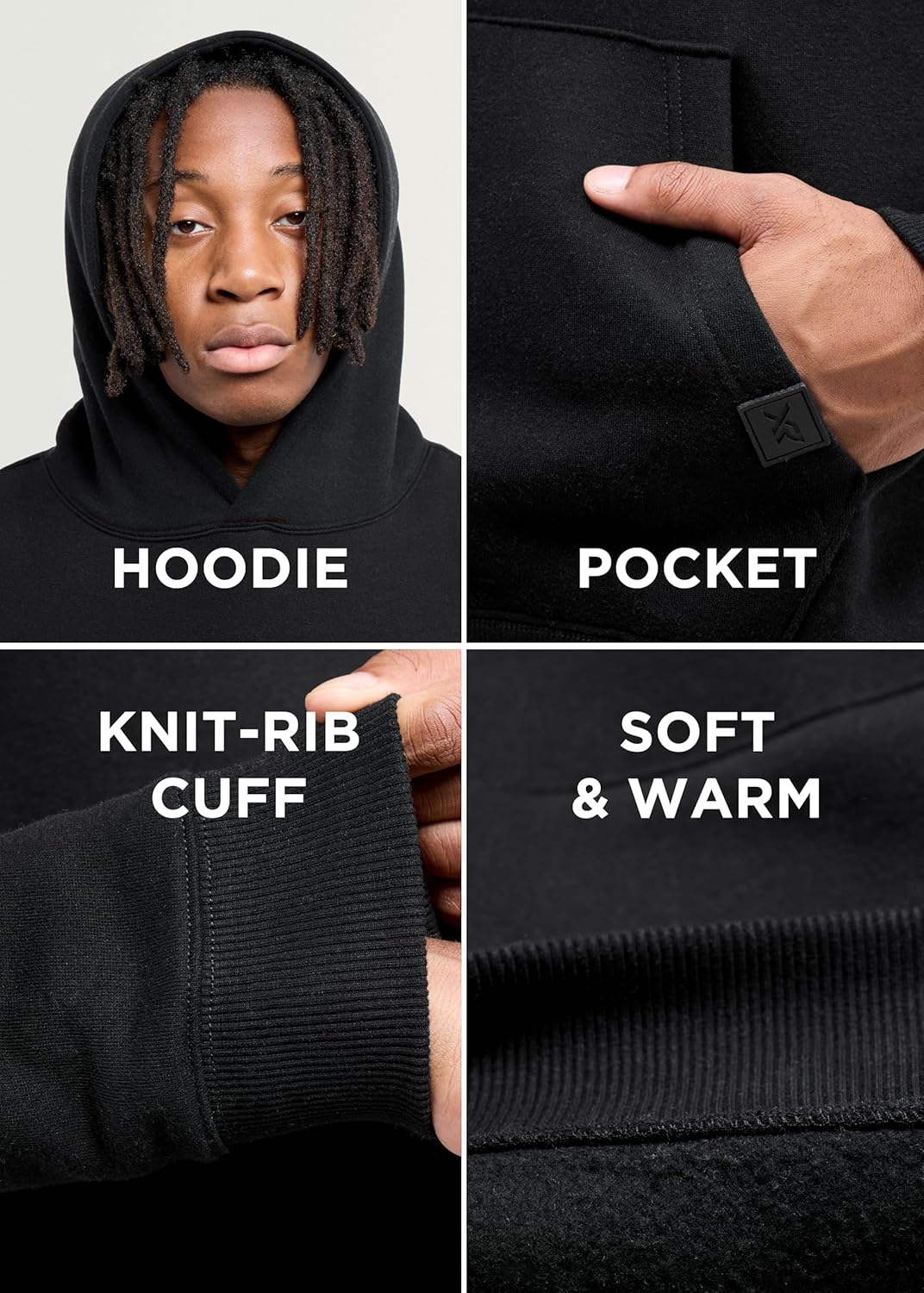 X RAY Men's Oversized Fleece Pullover Hoodie, Soft Mid-Weight Drop-Shoulder Mens Sweatshirt with Pocket for Fall and Winter - Image 4