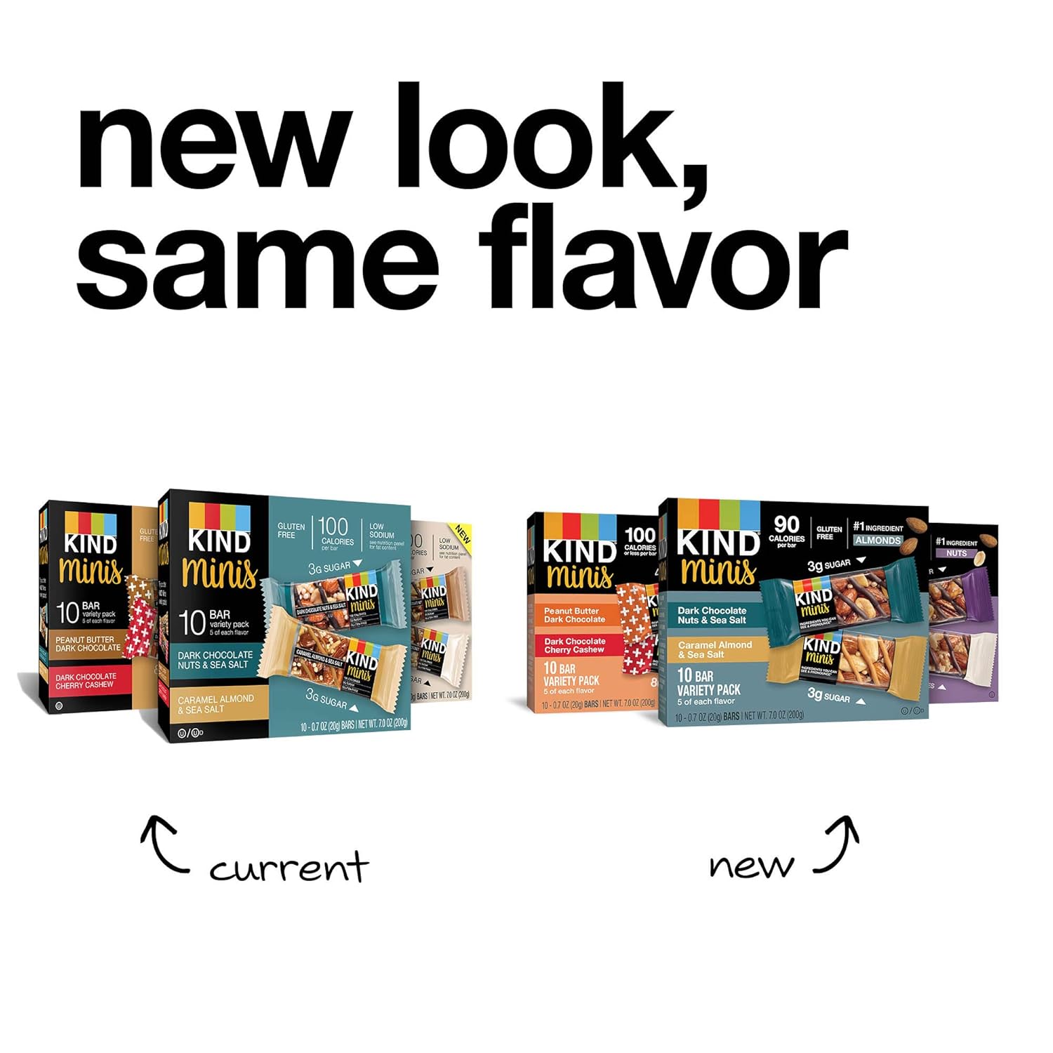 KIND Bar Mini's, Variety Pack, Gluten Free, 100 Calories, Low Sugar, .7oz Bar, 30 Count