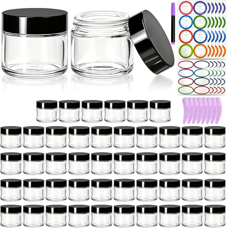 Encheng Frascos de Vidro Transparentes com Tampa, 48 unidades de 60 mL