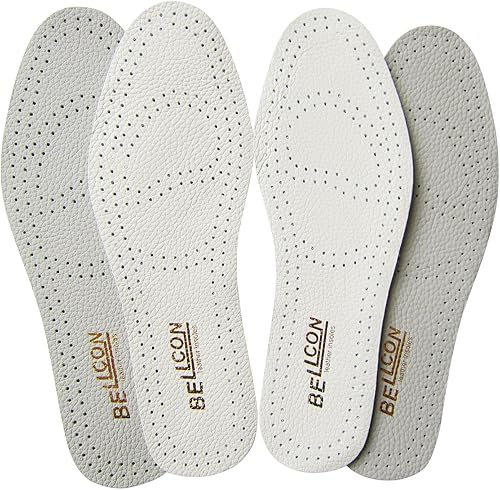 Miniatura 10 de Bellcon - Plantillas de cuero para hombres y mujeres, plantillas de cuero blanco y beige para adultos, insertos de zapatos de longitud completa para