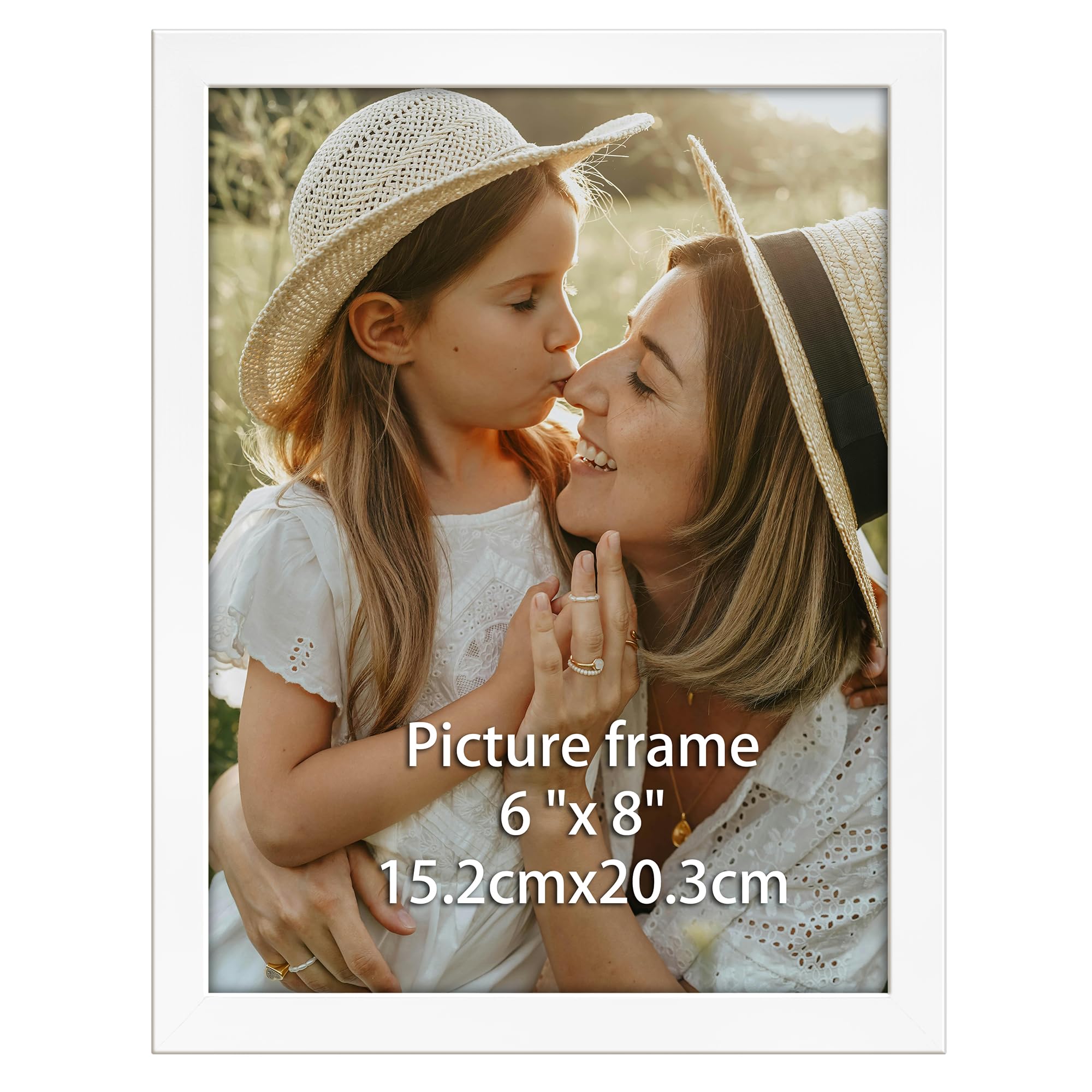 Ditwis 8x6 Photo Frame White, Elegant Frame Suitable for 6x8 Photos and Pictures, Horizontal or Vertical Wall or Table Display
