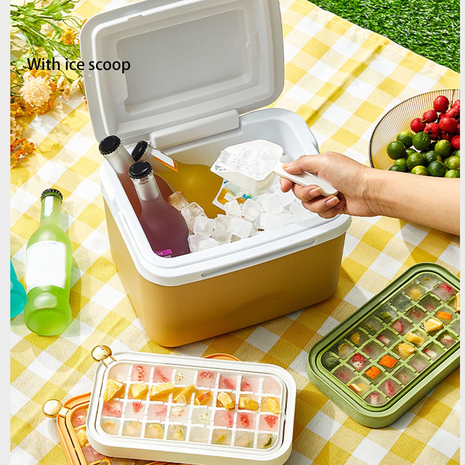 Amazon | 蓋とビン付き製氷皿、32グリッドの冷凍庫用簡単リリース製氷