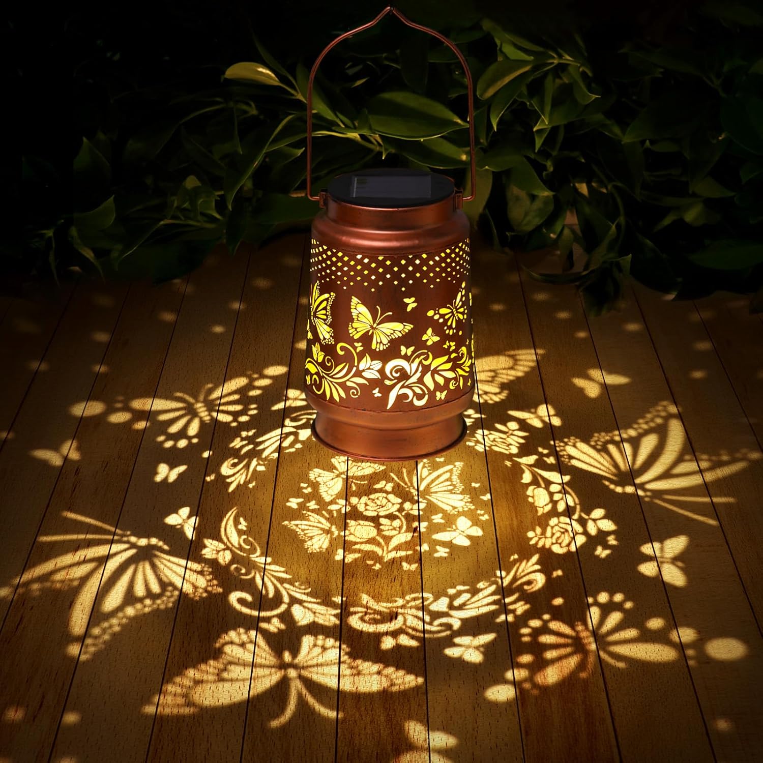Solar Lanterns Outdoor Waterproof Butterfly Garden Decor Birthday Gifts for Women Mom Grandma, Hanging Solar Lights Metal Lantern Decoration Outside for Yard, Patio, Backyard, Porch