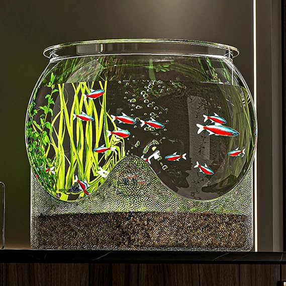 Clear Aquarium Betta Fish Tank, PET Fish Bowl, Unbreakable Globe Transparent Turtle Tank, Bowl Vase Small Desktop Aquarium For Betta Turtle
