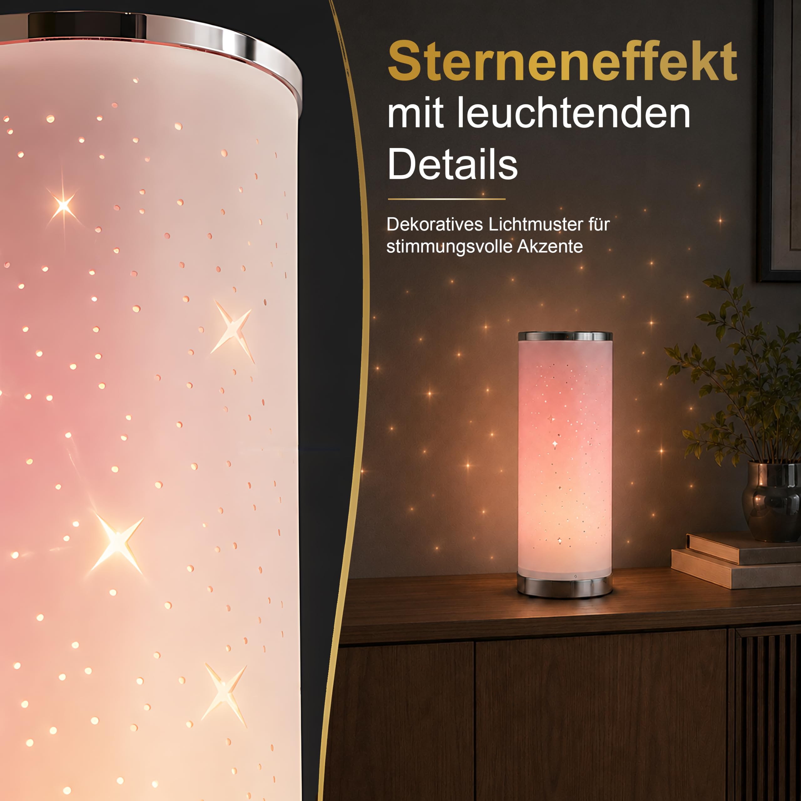 STAR LED Stimmungslicht, RGBIC+W Lichtsäule mit Sterneneffekt, 352 mm