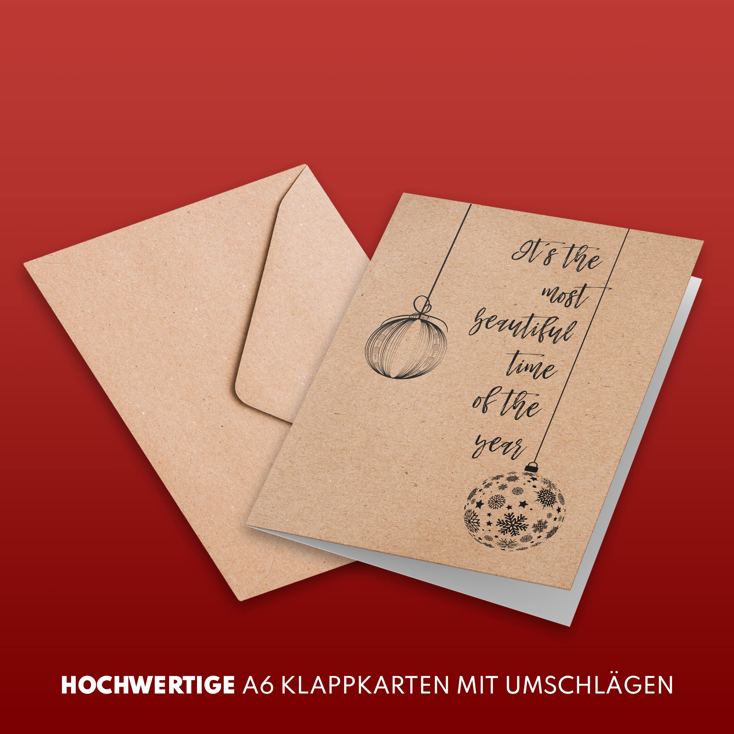 Weihnachtskarten-Set – 12 Karten Mit Umschlägen & Stickern, Blanko Innen, Für Persönliche Grüße