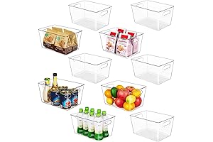YIHONG 10-Pack Clear Plastic Storage Bins with Handle for Built-in Closet and Kitchen