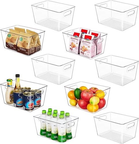 YIHONG Contenedores organizadores de almacenamiento transparentes para despensa, paquete de 10 contenedores de plástico para almacenamiento de