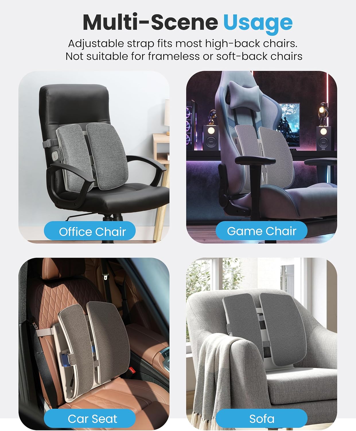 COMFIER Heated Lumbar Support Pillow with Vibration Massage, Back Support Cushion for Office Chair, Graphene Heating Chair Back Massager for Car Gaming Chair, Adjustable Height Up to 18.1 Inches